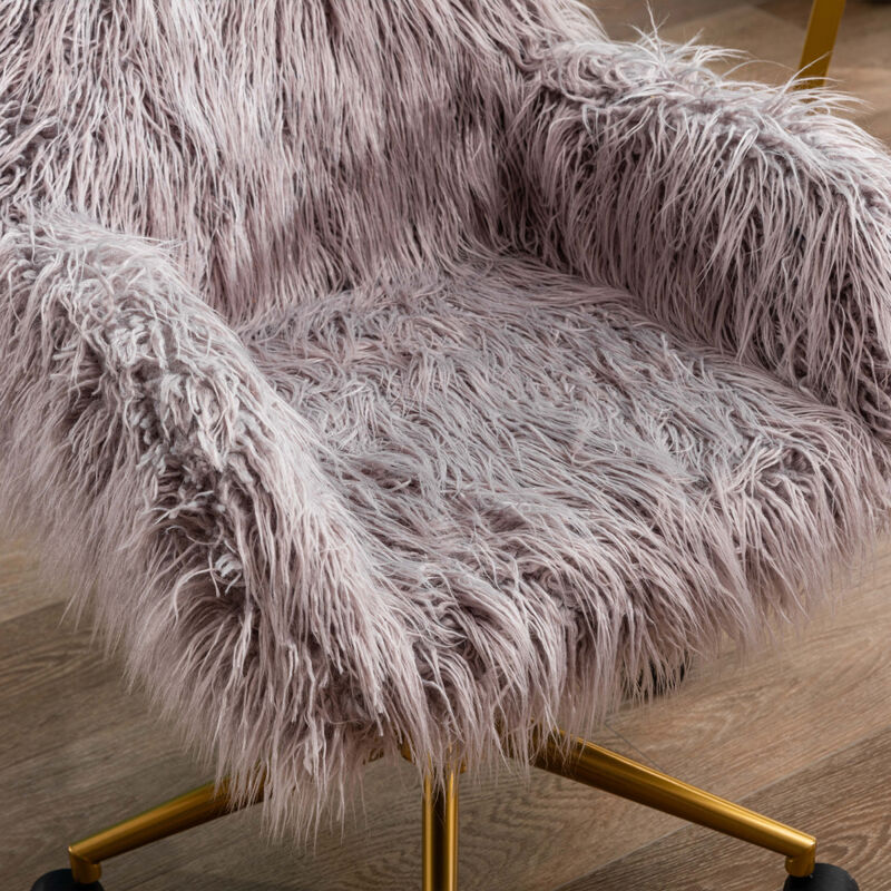Faux Fur Chair with Gold Plated Base