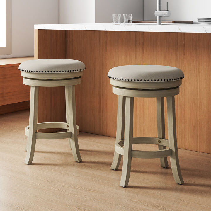 Set of 2 Swivel Bar Stools with Adjustable Height for Modern Kitchen & Home Bar Seating
