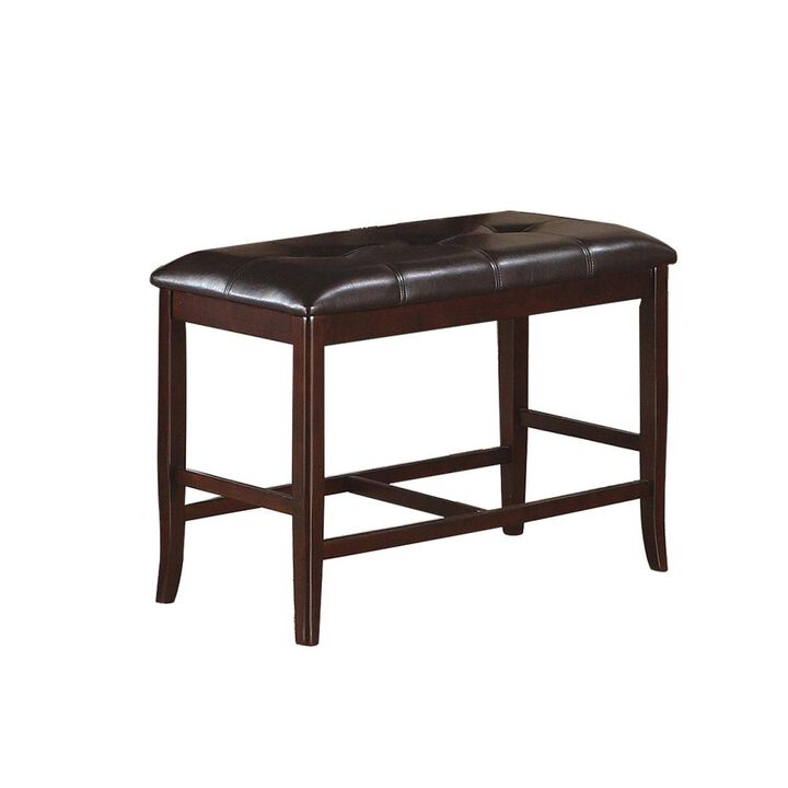 Brown Faux Leather Counter Height Bench