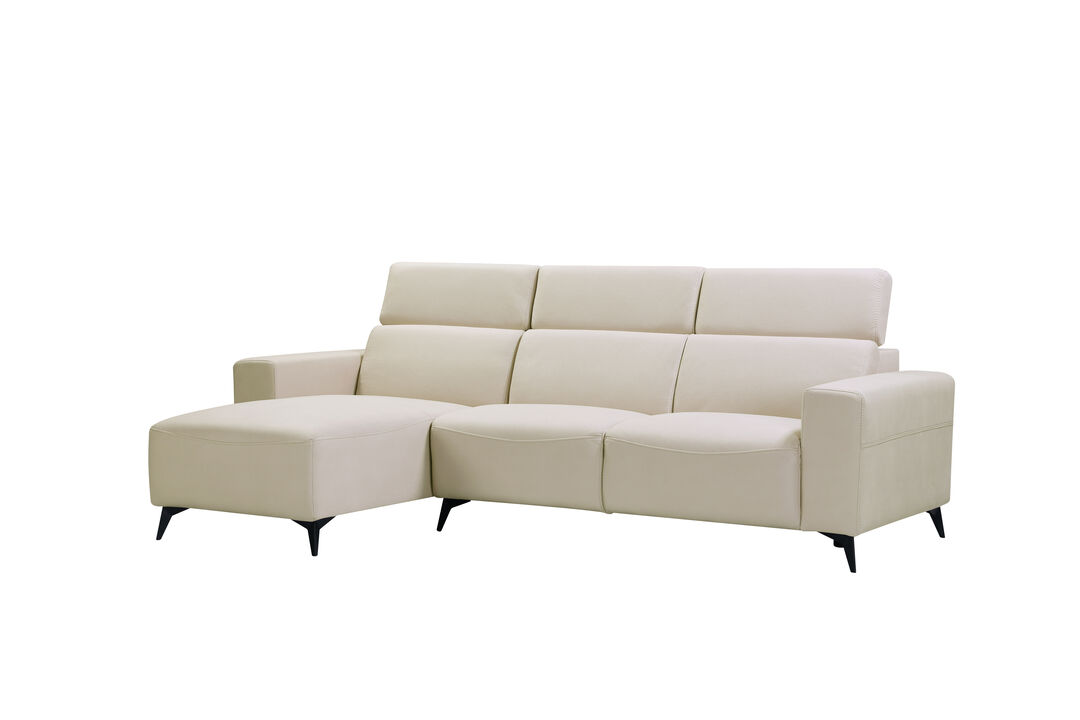 Pasargad Home Modern Bari Sectional Sofa with Push Back Functional, Left Facing Chaise, Grey