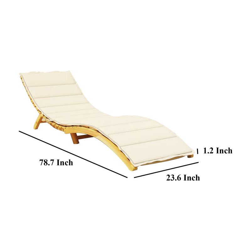 Outdoor Cushion for Chaise Lounger, Cream Oxford Fabric, 79 Inch - Benzara