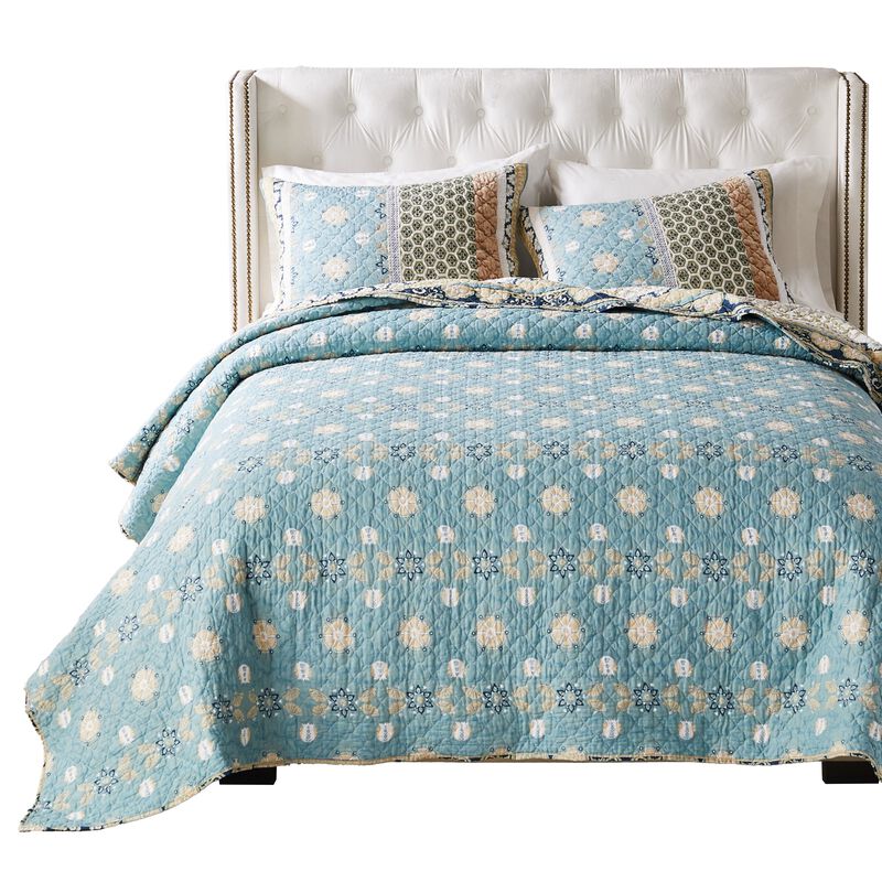 Ello 3pc King Size Quilt and Pillow Sham Set, Bohemian Print, Multicolor