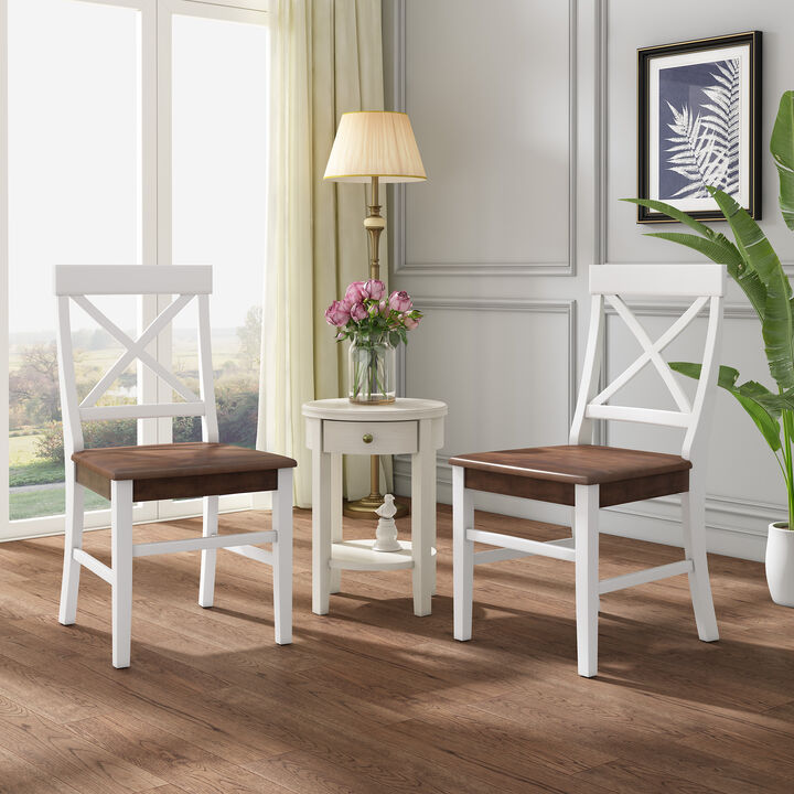 Merax Farmhouse Acacia Wood Dining Chairs 2 PCS