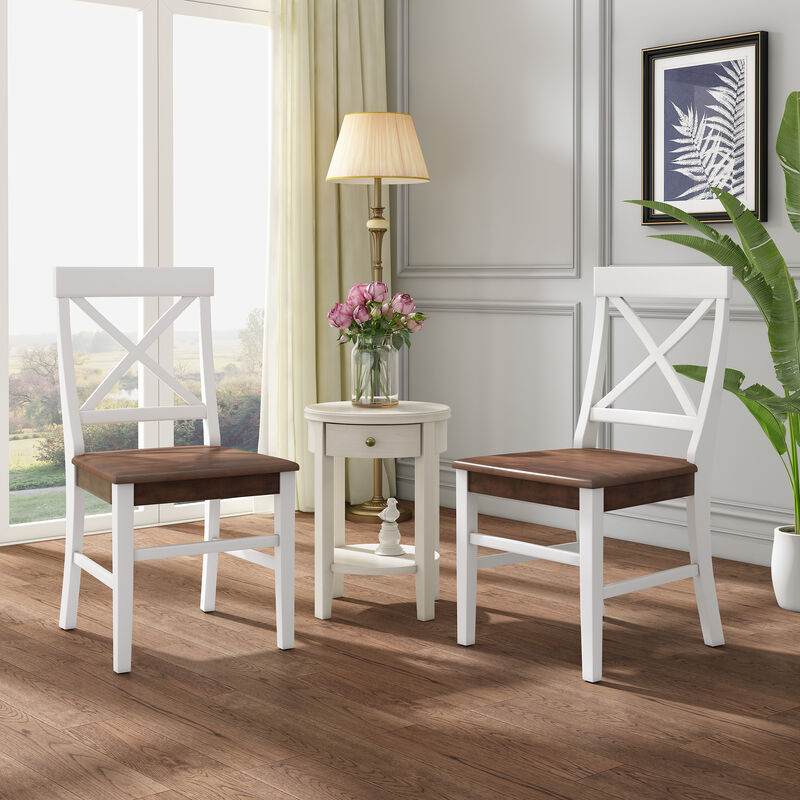 Merax Farmhouse Acacia Wood Dining Chairs 2 PCS