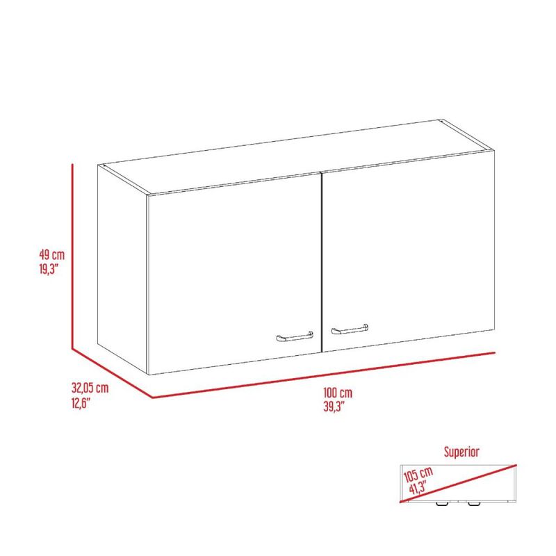 Napoles Wall Cabinet, Two Shelves, Double Door - White Light Gray