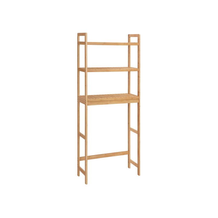 3-Tier Bamboo Bathroom Organizer with Adjustable Shelves – Over-The-Toilet Storage