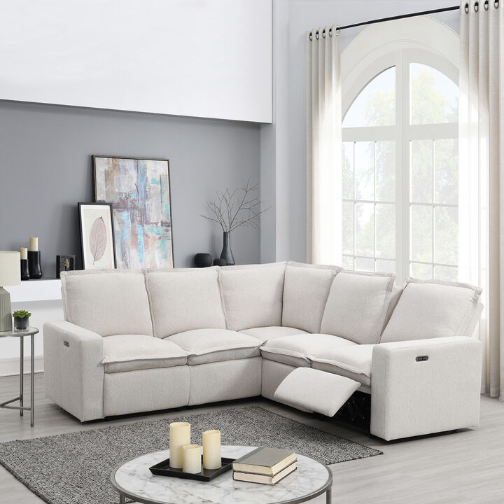 Merax Power Recliner Linen Sofa with USB Port for Living Room