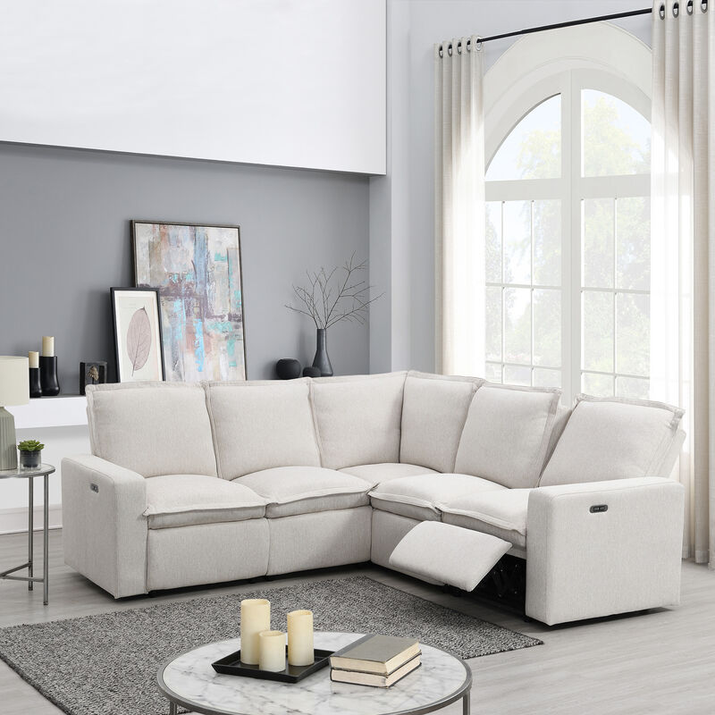 Merax Power Recliner Linen Sofa with USB Port for Living Room