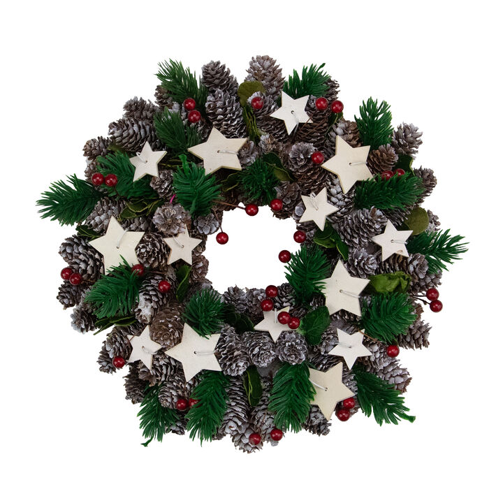 Pine Cone and Berries with Stars Artificial Christmas Wreath  10-Inch  Unlit
