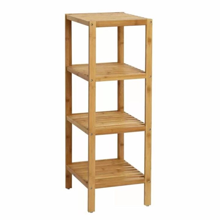Hivvago Solid Wood 4-Tier Bathroom Storage Shelving Unit