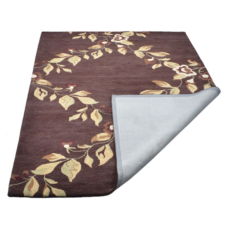RUGSOTIC CARPETS HAND TUFTED WOOL ECO-FRIENDLY AREA RUGS  - 9'x12', Rectangle Shape, Brown, Floral Modern Design, High Pile Thick Handmade Anti Skid Area Rugs for Living Room, Bed Room (K00670)