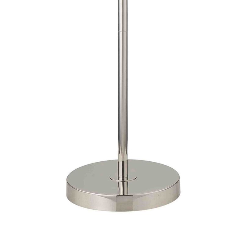 Aimy 58 Inch Floor Lamp, LED Glass Shade, Metal, Chrome and White Finish-Benzara