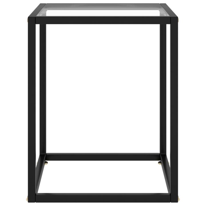 vidaXL Modern Coffee Table with Tempered Glass - Compact Black Powder-Coated Table for Living Room - Durable Steel Construction - Easy Maintenance.