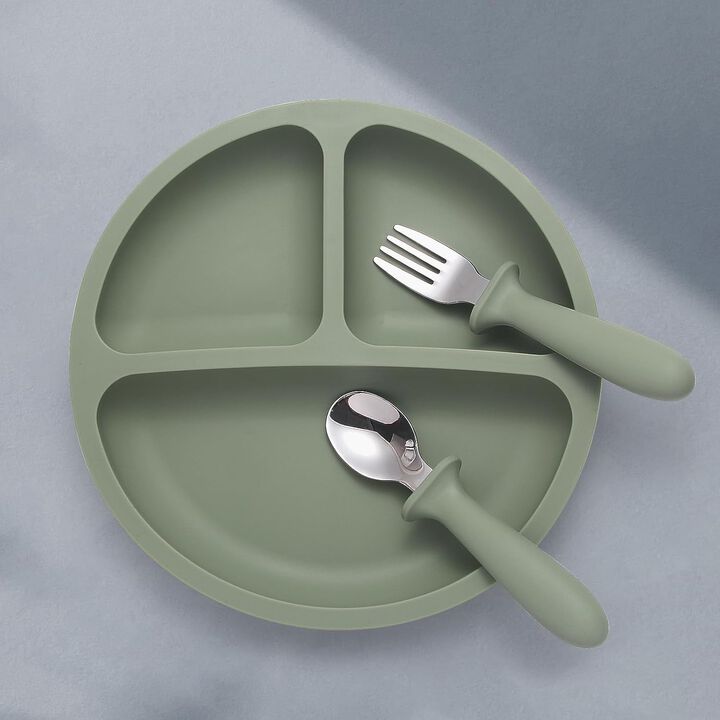 2-Pack Silicone Baby Feeding Set – Suction Plates & Utensils, BPA-Free