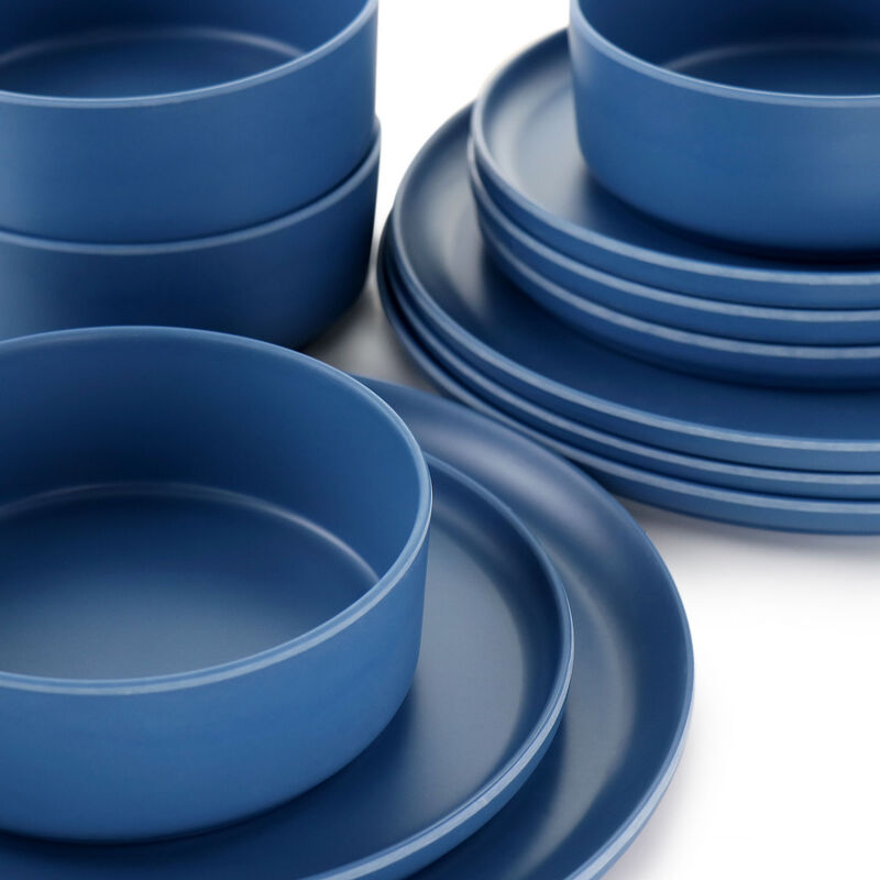 Gibson Home Canyon Crest 12 Piece Round Melamine Dinnerware Set in Blue