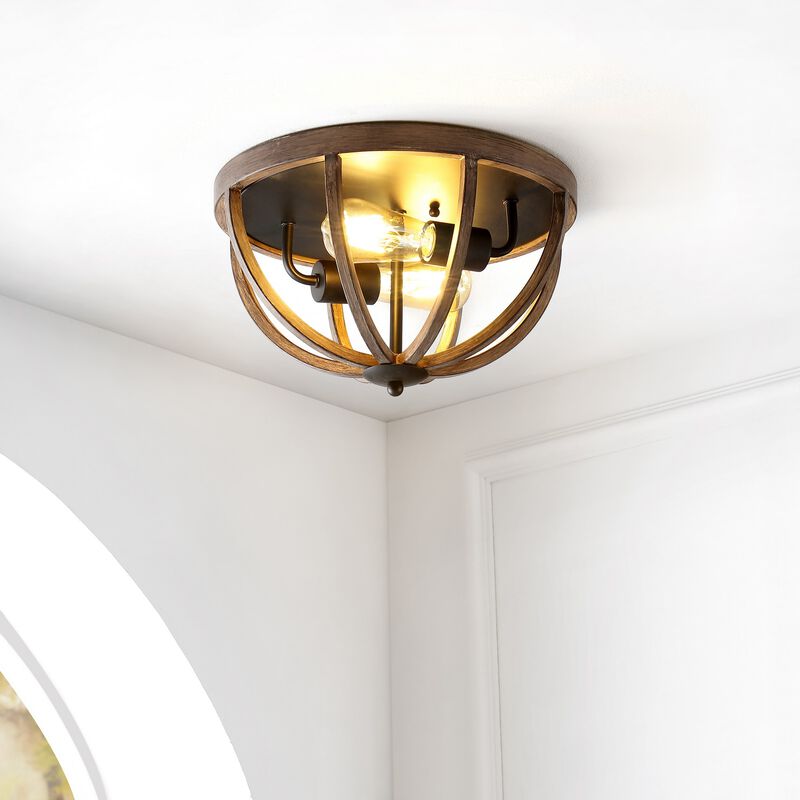 Darlene 2-Light Iron Rustic Farmhouse LED Flush Mount