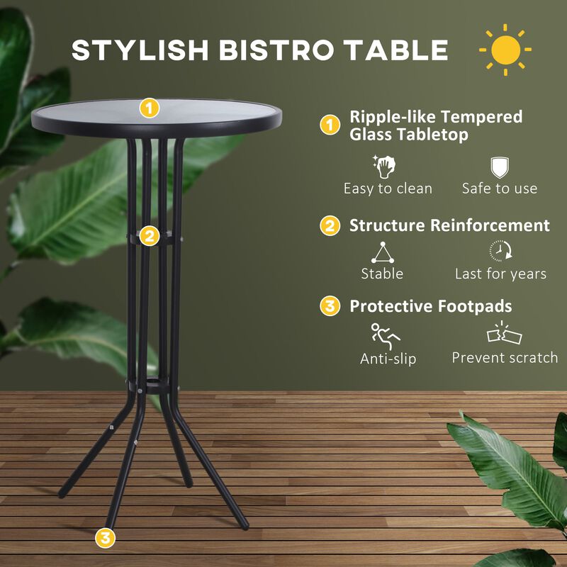 Elevated Outdoor Dining: 3-Piece Black/Tan High-Top Bistro Set