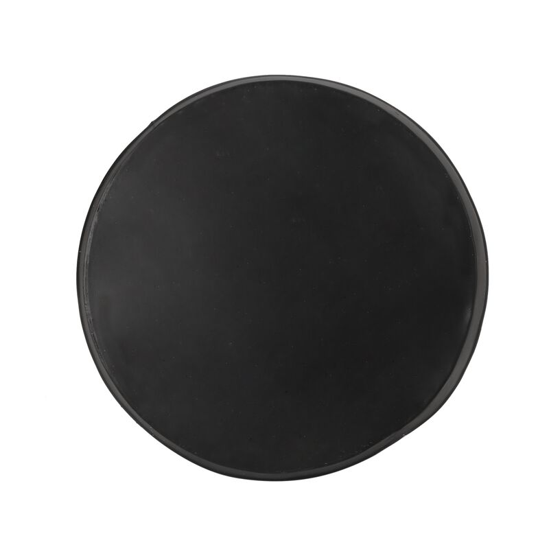 Outdoor Side End Table, 16 Inch Lattice Pattern, Black Concrete Finish - Benzara