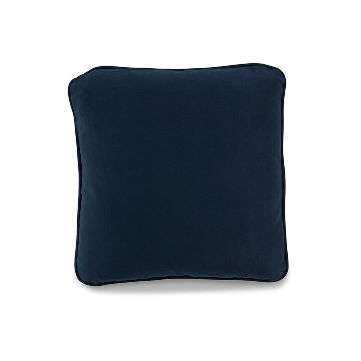 Wali Pillow Set of 4, 20 Inch Square, Feather Fill, Velvety Navy Blue -