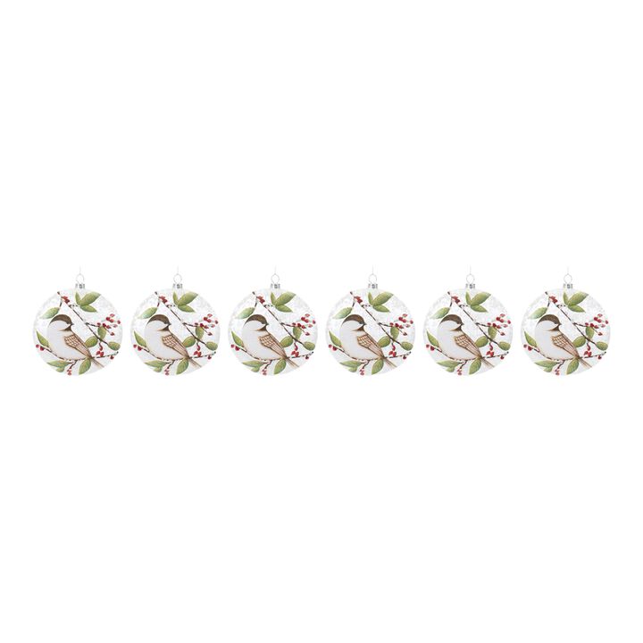 Glass Chickadee Bird Ball Ornament (Set of 6) – Stunning Christmas Tree Decorations with Chickadee Bird Theme