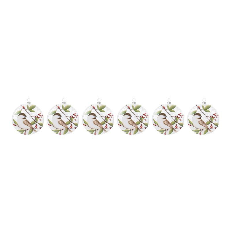 Glass Chickadee Bird Ball Ornament (Set of 6) – Stunning Christmas Tree Decorations with Chickadee Bird Theme