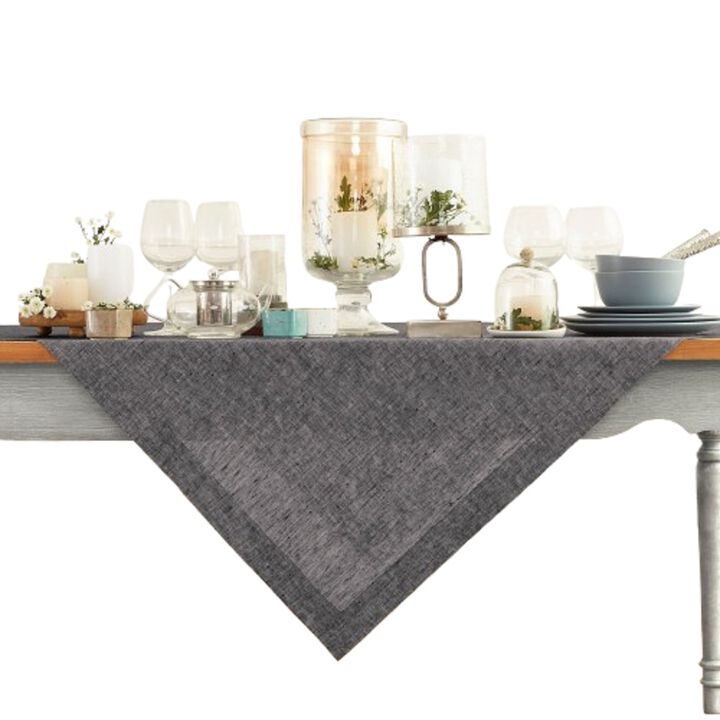 Solino Home 100% Pure Linen Table Throw 52 x 52 Inch | Athena