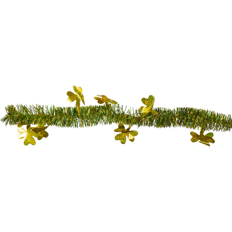 25' Green and Gold St. Patrick Day Irish Shamrock Garland - Unlit