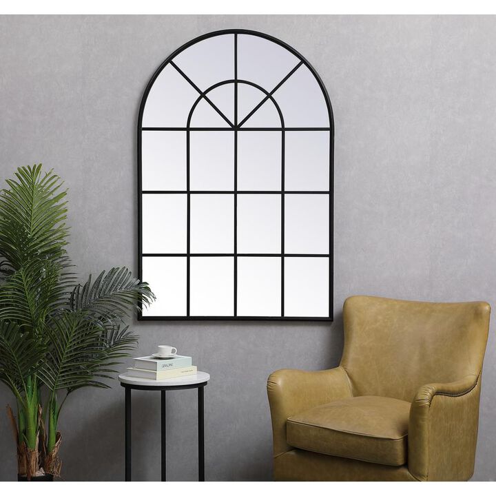 Elegant Decor Metal windowpane mirror 36 inch x 53 inch in Black