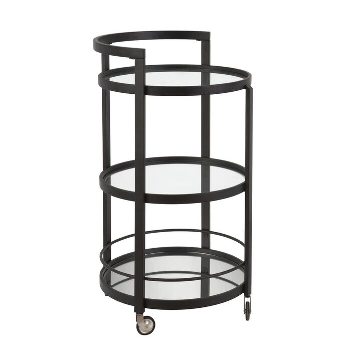 Hudson&Canal Hause 21'' Wide Round Bar Cart in Blackened Bronze