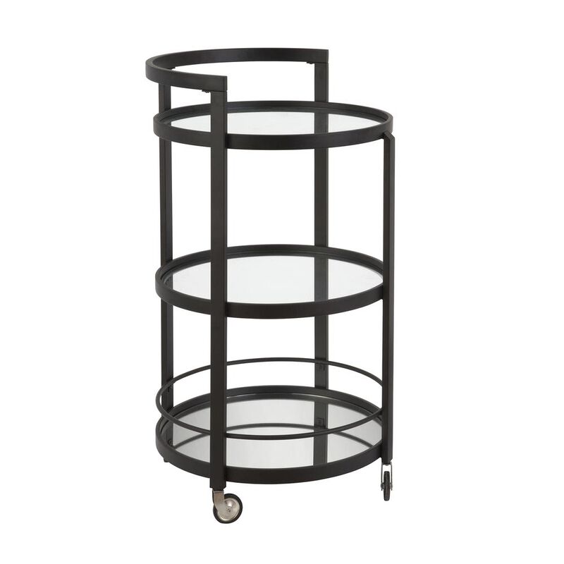 Hudson&Canal Hause 21'' Wide Round Bar Cart in Blackened Bronze