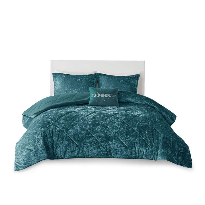 Belen Kox Teal Velvet Diamond Quilted Comforter Set, Belen Kox