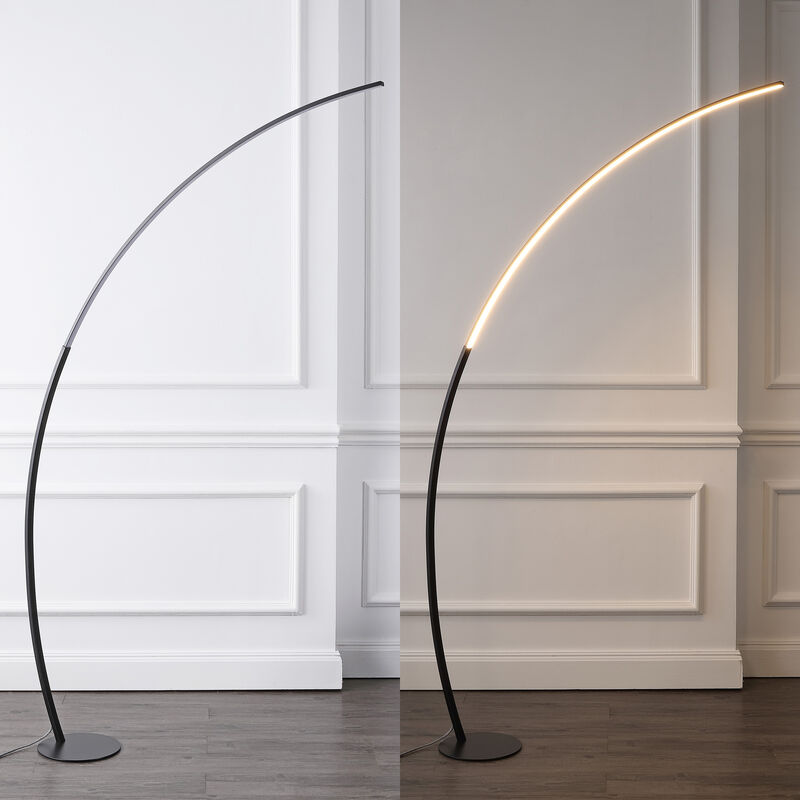 Enzo Contemporary Minimalist Metal Arc Dimmable Integrated LED Floor Lamp