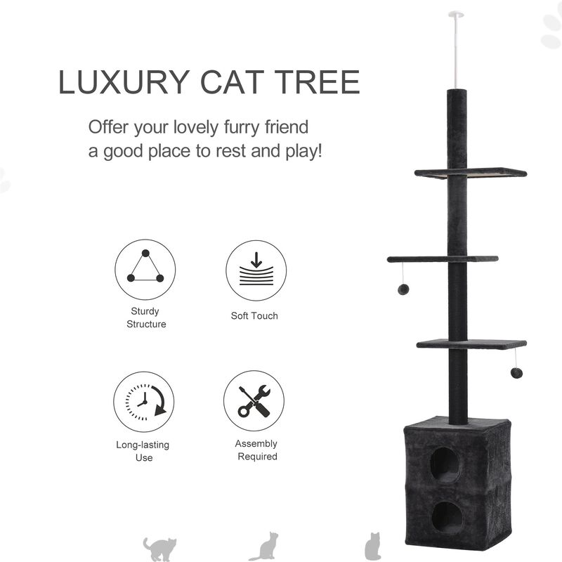 Grey Cat Palace: Adjustable 82.75"-94.5" Floor to Ceiling Activity Tree
