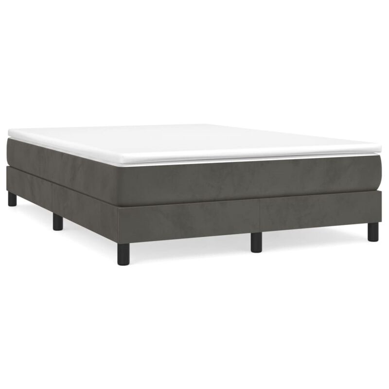 vidaXL Box Spring Queen Bed Frame | Dark Gray Velvet | Modern Design | Durable Engineered Plywood Construction | Size 59.8"x79.9"