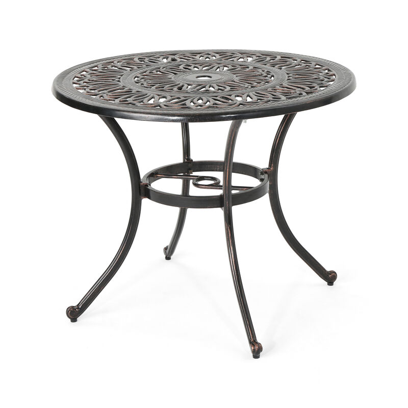 Elegant Outdoor Aluminum Dining Table with Cut-Out Design and Rust Protection