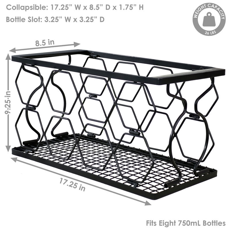 Sunnydaze 8-Bottle Collapsible Wire Tabletop Wine Rack - Black