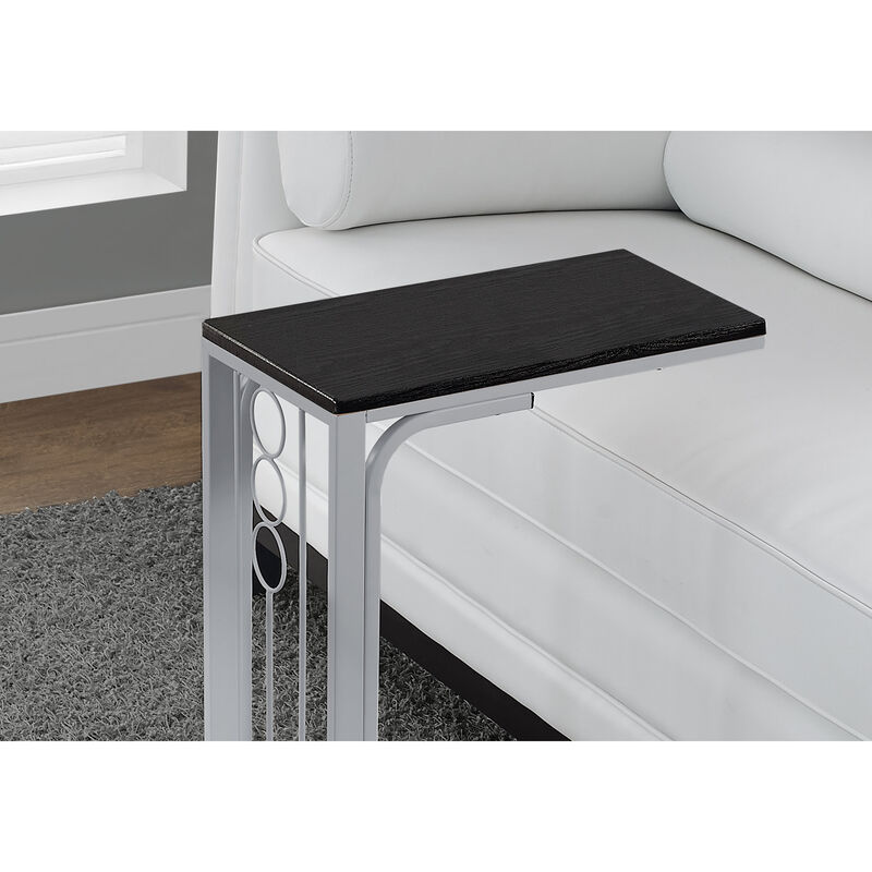 Monarch Specialties I 3137 Accent Table, C-shaped, End, Side, Snack, Living Room, Bedroom, Metal, Laminate, Black, Grey, Transitional