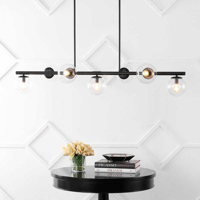 Luca Parisian Modern Glam Iron Globe Linear LED Pendant