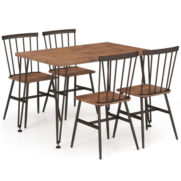 Hivvago 5-Piece Dining Table Set for 4 with 360° Swivel Feet for Small Place