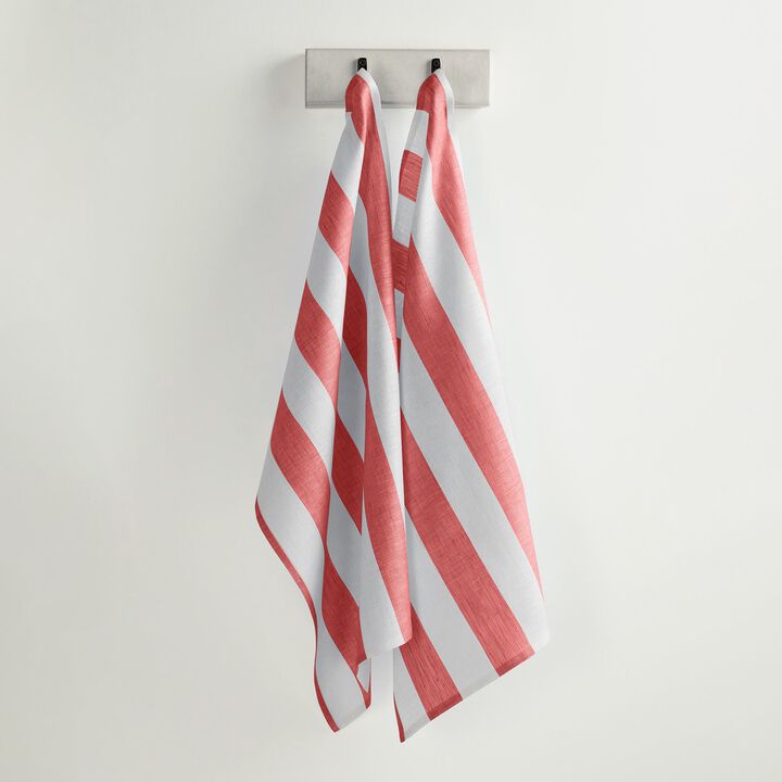 Solino Home 100% Pure Linen Kitchen Towels Set of 2 - 17 x 26 Inch | Cabana Stripe