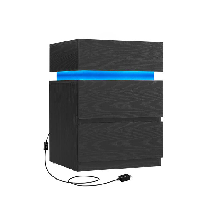 Bedside Table with LED Lights for Modern Style and Ambient Lighting