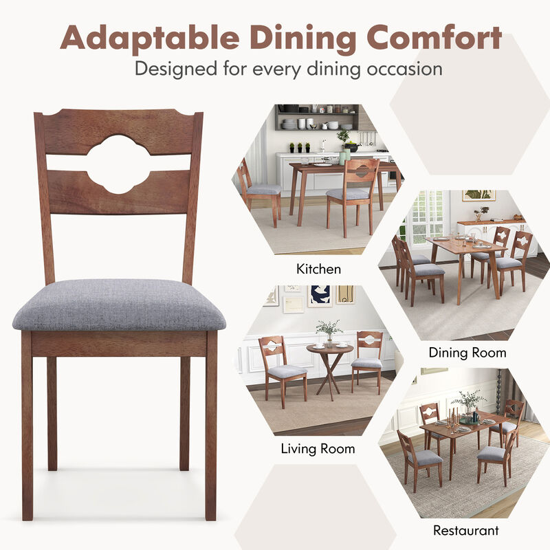 Dining Chair Set of 2 Fabric Upholstered Kitchen Chairs with Padded Seat and High Back