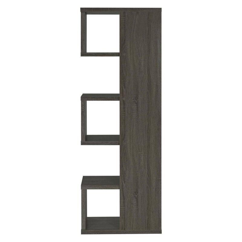 Sturdy Semi Backless Wooden Bookcase, Gray-Benzara