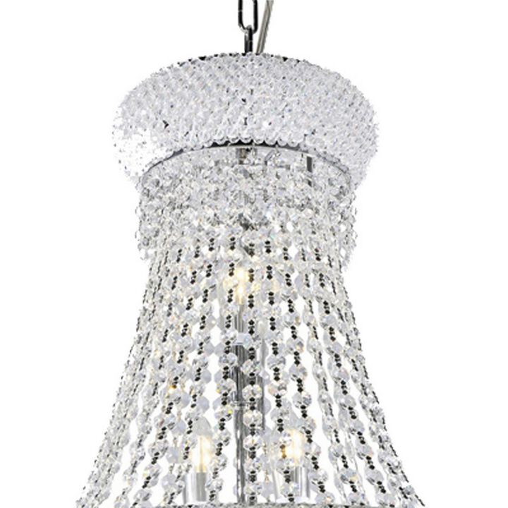 Crystal Ceiling Lamp with Chandelier Design Body, Clear-Benzara