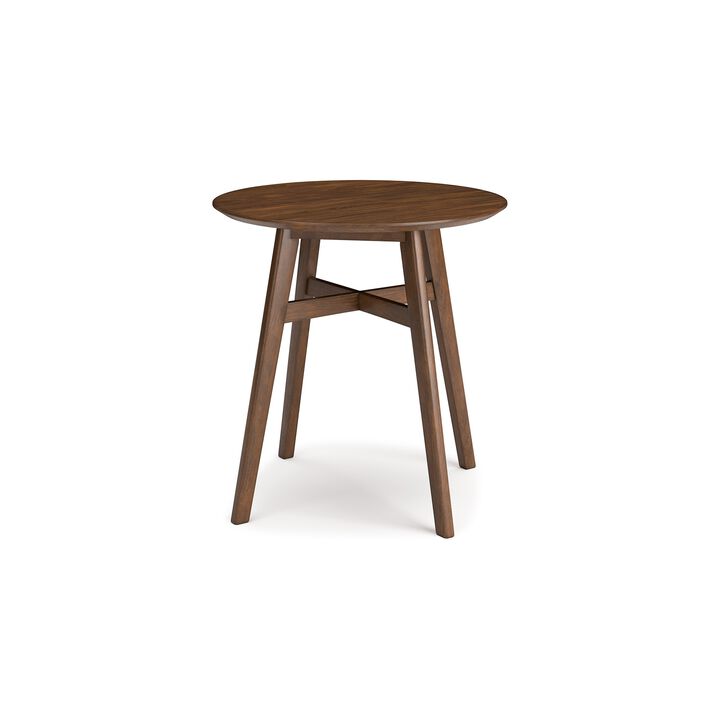 Jeyn Round Counter Table with Open Frame, 36 Inch Brown Mango Wood - Benzara