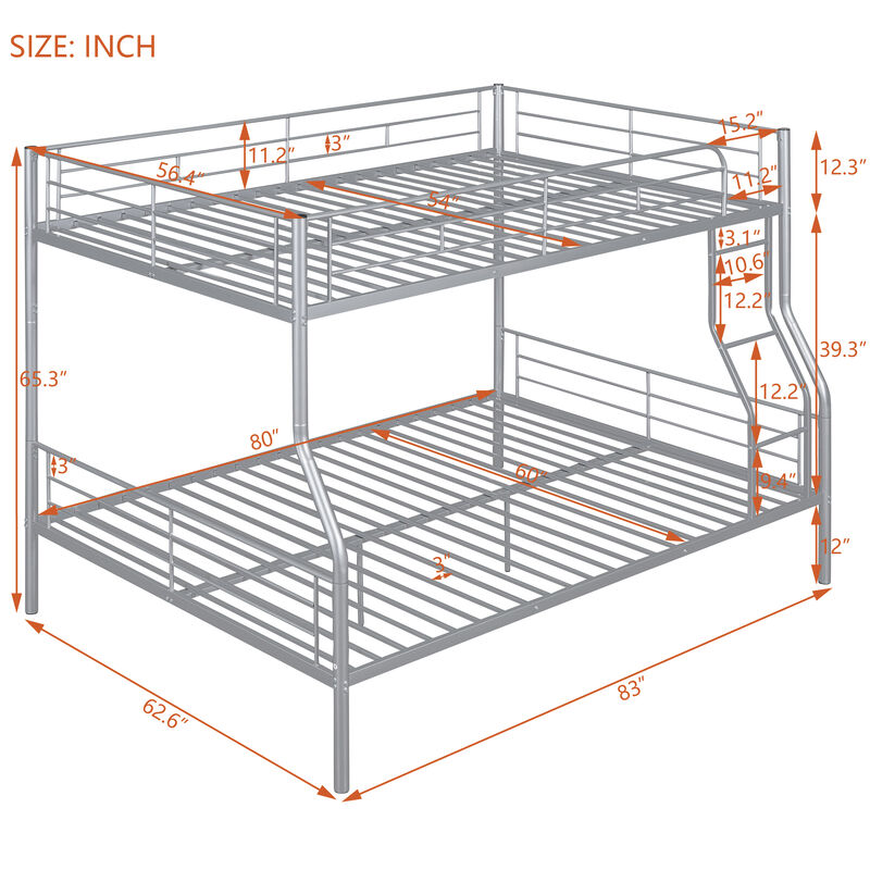 Merax Full XL Over Queen Metal Bunk Bed