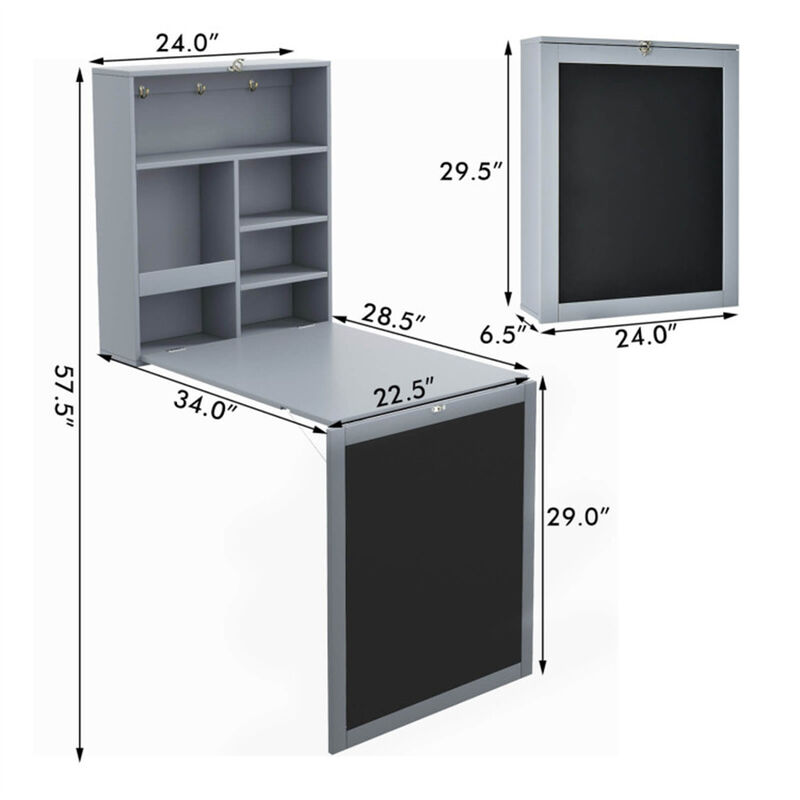 Wall-Mounted Floating Desk Space-Saving Workstation for Home Office & Study