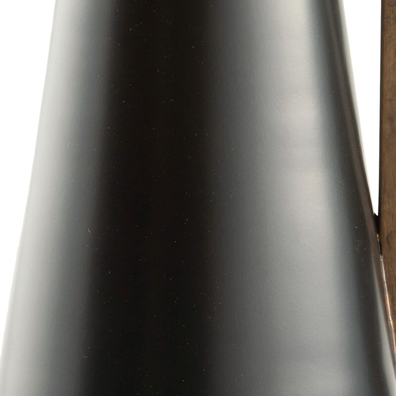 Ezra 20 Inch Decorative Flower Vase, Angular Gold Handle, Black Metal -