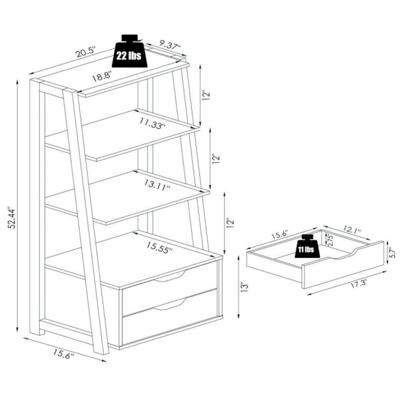Hivvago 4-Tier Ladder Bookshelf Storage Display with Drawers