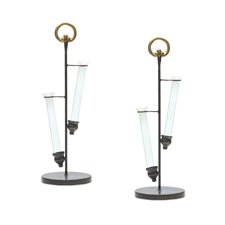 Set of 2 Decorative Vases with Handle – Stylish Ceramic or Glass Home Decor